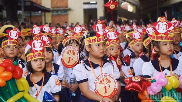 Học sinh Thành phố Hồ Chí Minh trong lễ khai giảng năm học 2025-2026. (Ảnh minh họa: THẾ ANH)