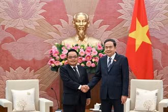 Chủ tịch Quốc hội Trần Thanh Mẫn và Chủ tịch Kiểm toán Lào Viengthavisone Thephachanh.