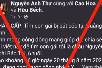 Thông tin bịa đặt trên Facebook về vụ 1 bé gái bị bắt cóc tại xã Trường Sơn, tỉnh Quảng Bình (cũ), nay là tỉnh Quảng Trị.