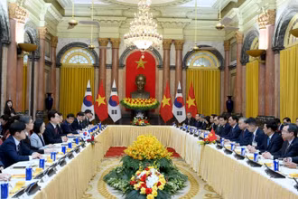 Tổng Bí thư, Chủ tịch nước Tô Lâm hội đàm với Tổng thống Hàn Quốc Lee Jae Myung. (Ảnh: ĐĂNG KHOA). 