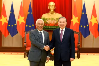 Tổng Bí thư Tô Lâm tiếp Chủ tịch Hội đồng châu Âu Antonio Costa. (Ảnh: ĐĂNG KHOA)