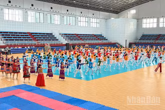 Một tiết mục đồng diễn dân vũ. 
