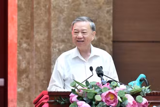Tổng Bí thư Tô Lâm phát biểu chỉ đạo tại buổi làm việc với Ban Thường vụ Thành ủy Hà Nội. (Ảnh: Đăng Khoa)