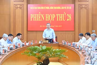 Phiên họp thứ 28 của Ban Chỉ đạo Trung ương về phòng, chống tham nhũng, lãng phí, tiêu cực. (Ảnh: ĐĂNG KHOA) 
