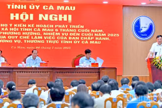 Hội nghị đầu tiên sau hợp nhất của Ban Chấp hành Đảng bộ tỉnh Cà Mau nhiệm kỳ 2020-2025.