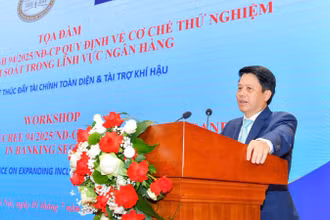 Phó Thống đốc Ngân hàng Nhà nước Phạm Tiến Dũng phát biểu tại tọa đàm.