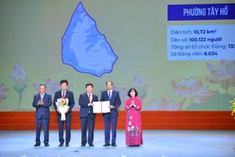 Lãnh đạo Thành ủy Hà Nội trao quyết định cho các Bí thư, Chủ tịch Ủy ban nhân dân xã, phường.