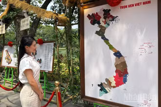 Người dân thích thú "tìm quê" sau ngày sáp nhập tại triển lãm bản đồ da độc đáo