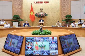Đầu cầu phiên họp Chính phủ tháng 6/2025 tại Hà Nội. (Ảnh: PV)