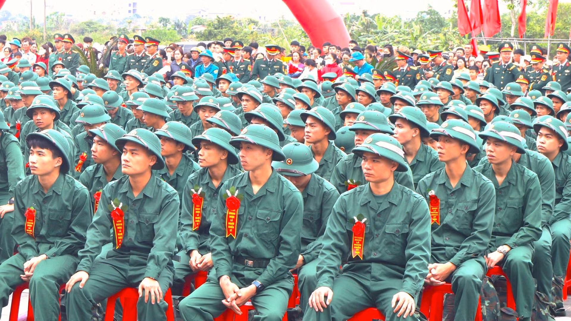 Chiến sĩ mới của tỉnh Quảng Trị trong ngày nhập ngũ.