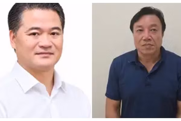 Hai ông Lê Đình Thanh Sơn và Nguyễn Huy Ngọc. (Ảnh: Bộ Công an)