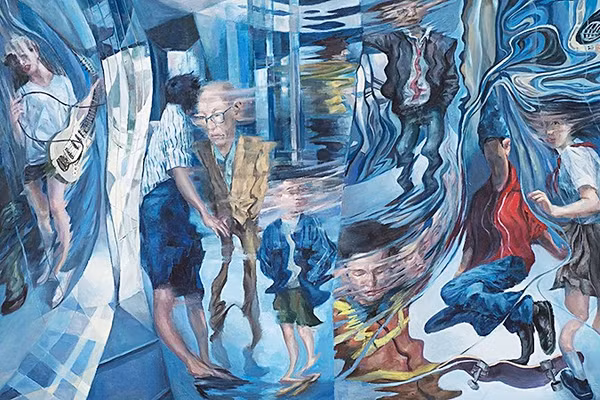 Tác phẩm "Phản chiếu" (120x205cm) của Nguyễn Hoàng Nam, đoạt giải nhất chuyên ngành Sơn dầu.