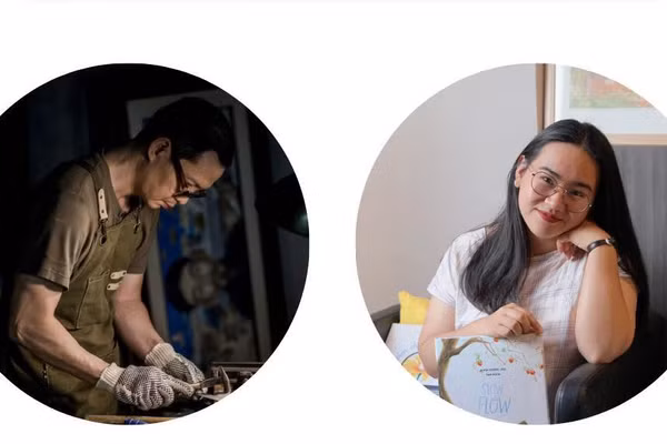 Hai tác giả Tạ Huy Long và Nguyễn Hữu Quỳnh Hương. (Ảnh: VBBY)