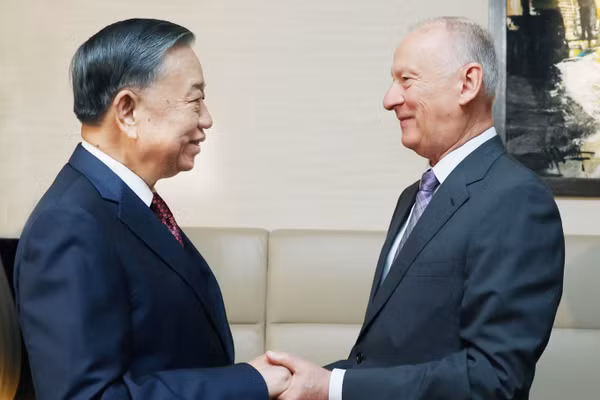 Tổng Bí thư, Chủ tịch nước Tô Lâm tiếp Trợ lý Tổng thống, Chủ tịch Hội đồng Biển Liên bang Nga Nicolai Patrushev. (Ảnh: Thống Nhất/TTXVN)