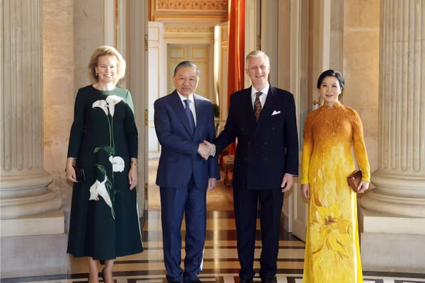 Tổng Bí thư, Chủ tịch nước Tô Lâm và Phu nhân Ngô Phương Ly hội kiến Nhà Vua Bỉ Philippe và Hoàng hậu Mathilde. (Ảnh: Thống Nhất/TTXVN)
