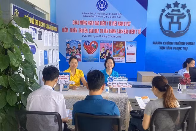 Truyền thông về Ngày Bảo hiểm y tế Việt Nam tại Hà Nội. (Ảnh: HSS)