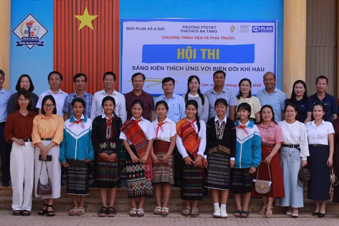 Hội thi “Sáng kiến thích ứng với biến đổi khí hậu” tại Trường phổ thông dân tộc bán trú tiểu học và trung học cơ sở, xã A Dơi, tỉnh Quảng Trị, tháng 9/2025. (Ảnh BTC) 