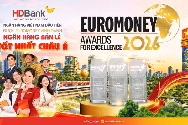 Danh hiệu “Ngân hàng Bán lẻ tốt nhất châu Á” lần đầu tiên được trao cho một ngân hàng Việt Nam. (Nguồn ảnh: HDBank)