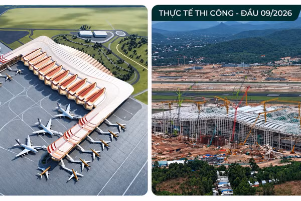 Tiến độ thi công Cảng Hàng không quốc tế Phú Quốc. (Ảnh: SUN Group)