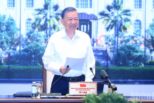 Tổng Bí thư, Chủ tịch nước Tô Lâm phát biểu tại cuộc làm việc với Đảng ủy Chính phủ và các cơ quan ngày 24/8. (Ảnh: ĐĂNG KHOA)