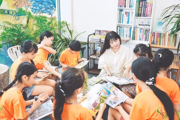 Thư viện cộng đồng “Khu vườn bình yên” tại xã Thạch Hà, tỉnh Hà Tĩnh. (Ảnh: NTN)
