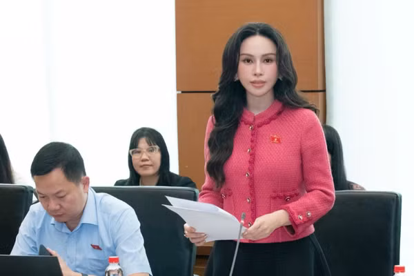 Đại biểu Lê Nữ Thùy Dương (Đoàn thành phố Đồng Nai) phát biểu tại tổ. (Ảnh: TL)