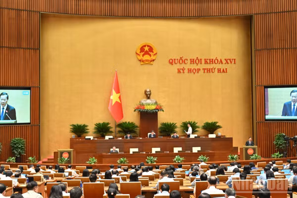 Quốc hội làm việc tại hội trường. (Ảnh: DUY LINH)
