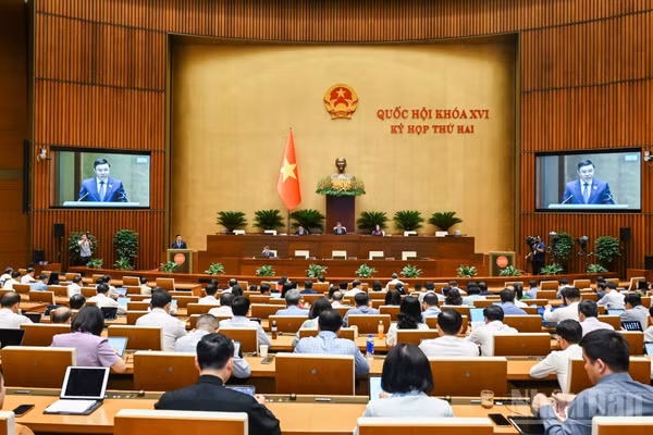 Quốc hội làm việc tại hội trường. (Ảnh: DUY LINH)