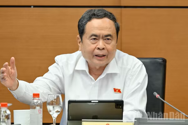 Chủ tịch Quốc hội Trần Thanh Mẫn phát biểu tại tổ. (Ảnh: THỦY NGUYÊN)