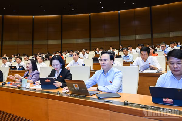 Quốc hội làm việc tại hội trường. (Ảnh: DUY LINH)