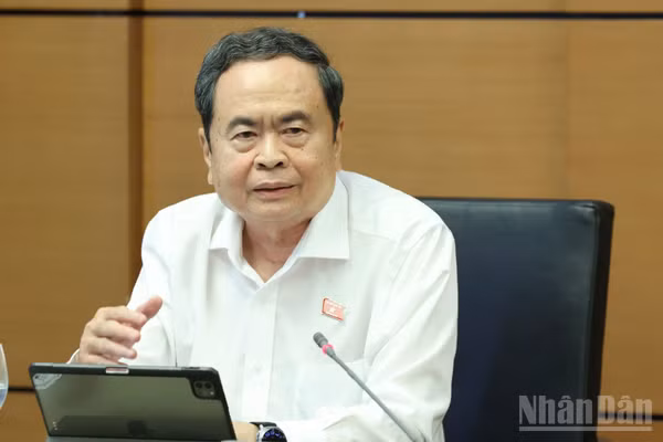  Chủ tịch Quốc hội Trần Thanh Mẫn phát biểu tại Tổ. (Ảnh: DUY LINH)