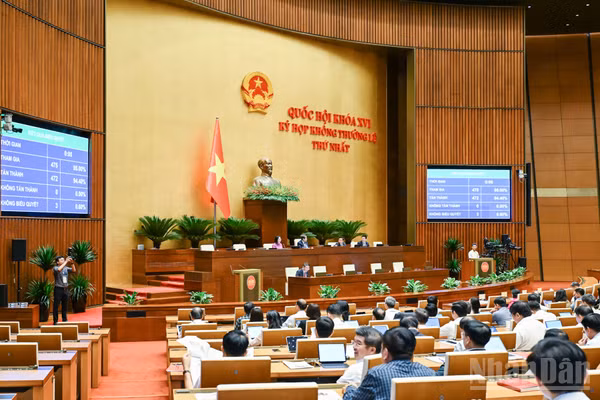 Quốc hội biểu quyết thông qua Luật sửa đổi, bổ sung một số điều của Luật Xuất bản. (Ảnh: DUY LINH)