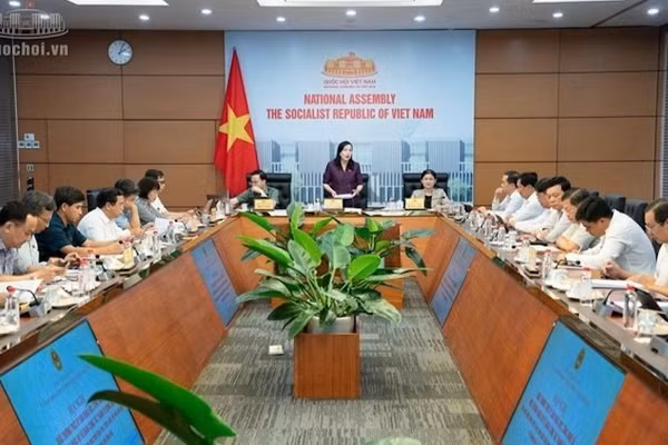 Bà Nguyễn Thanh Hải, Ủy viên Trung ương Đảng, Chủ nhiệm Ủy ban Khoa học, Công nghệ và Môi trường của Quốc hội phát biểu khai mạc hội nghị. (Ảnh: QH)