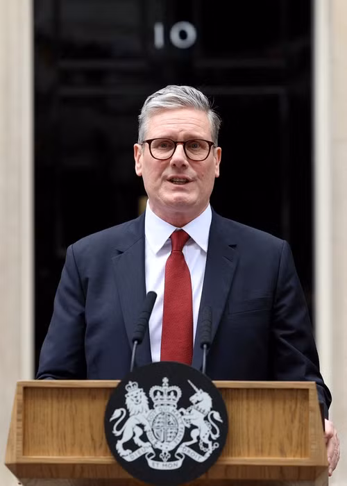 Thủ tướng Anh Keir Starmer có bài phát biểu tại số 10 phố Downing, sau kết quả cuộc tổng tuyển cử cho thấy thắng lợi vang dội của Công đảng do ông lãnh đạo, London, Anh, ngày 5/7/2024. (Ảnh: Reuters)