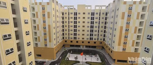 Dự án nhà ở xã hội tại xã Vũ Phúc (thành phố Thái Bình) của Công ty cổ phần xuất nhập khẩu Thăng Long đã được tiếp cận vốn vay từ gói tín dụng 120 nghìn tỷ đồng của Chính phủ. (Ảnh: MAI TÚ)