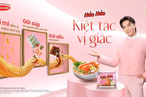 Các gói gia vị chính là bí quyết làm nên hương vị tôm chua cay đặc trưng của Hảo Hảo. (Ảnh: Acecook)