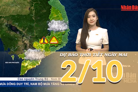 [Video] Dự báo thời tiết đêm nay và ngày mai 2/10/2026: Bắc Bộ giảm nóng, Nam Bộ chiều tối có mưa dông 