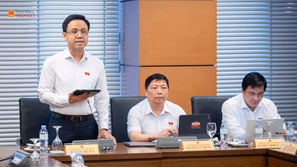 Đại biểu Quốc hội Nguyễn Thế Duy phát biểu ý kiến tại phiên thảo luận tổ của Quốc hội về dự thảo sửa đổi, bổ sung Luật Điện lực. 