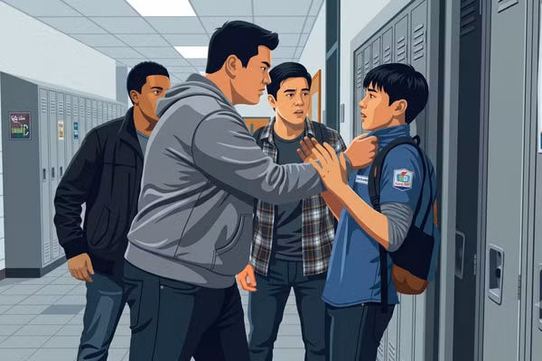 Minh họa vấn đề bạo lực học đường. (Ảnh được tạo từ AI)