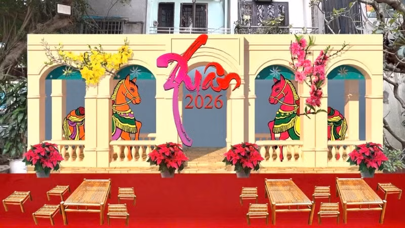 Không gian viết thư pháp và cắm hoa nghệ thuật tại “Hội Xuân Bính Ngọ 2026”.