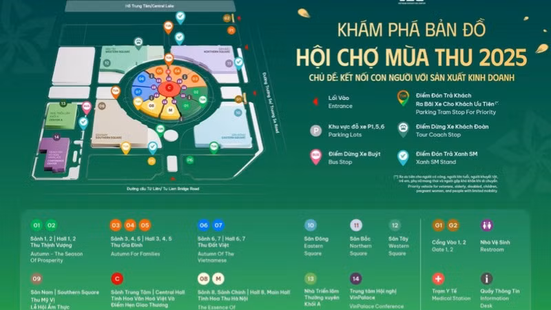 Hội chợ mùa Thu 2025 diễn ra từ 25/10 đến 4/11 tại Trung tâm Triển lãm Việt Nam (Đông Anh, Hà Nội). 