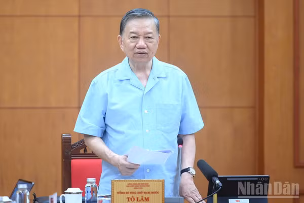 Tổng Bí thư, Chủ tịch nước Tô Lâm phát biểu chỉ đạo tại cuộc làm việc. (Ảnh: ĐĂNG KHOA)