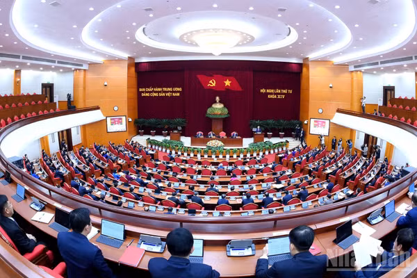 Hội nghị lần thứ tư Ban Chấp hành Trung ương Đảng Cộng sản Việt Nam khóa XIV. (Ảnh: ĐĂNG KHOA)