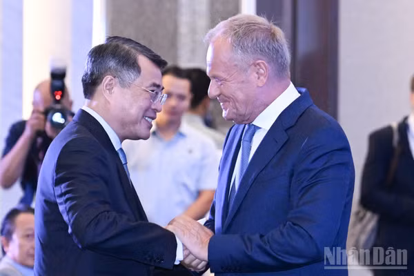 Thủ tướng Lê Minh Hưng và Thủ tướng Cộng hòa Ba Lan Donald Tusk.