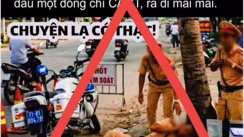 Thông tin, hình ảnh bịa đặt về cảnh sát giao thông đăng tải trên mạng xã hội.