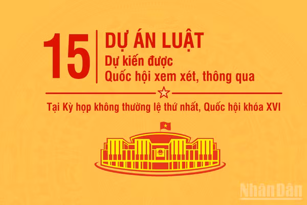 [Infographic] 15 dự án luật dự kiến được xem xét, thông qua tại Kỳ họp không thường lệ thứ nhất, Quốc hội khóa XVI