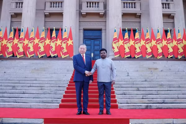 Tổng thống Sri Lanka Anura Kumara Dissanayake chủ trì Lễ đón Tổng Bí thư, Chủ tịch nước Tô Lâm, ngày 8/5/2026. (Ảnh: Thống Nhất/TTXVN)