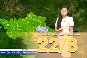 [Video] Dự báo thời tiết đêm nay và ngày mai ngày 22/8/2026: Áp thấp nhiệt đới di chuyển chậm trên Vịnh Bắc Bộ