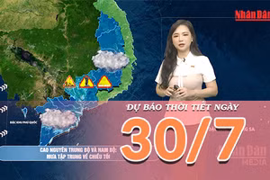 [Video] Dự báo thời tiết ngày 30/7/2026: Mưa dông tiếp diễn trên nhiều khu vực, có nơi mưa rất to 