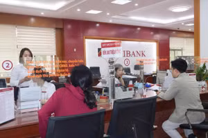 Khách hàng giao dịch tại chi nhánh Ngân hàng Agribank. (Ảnh: Hồng Anh)